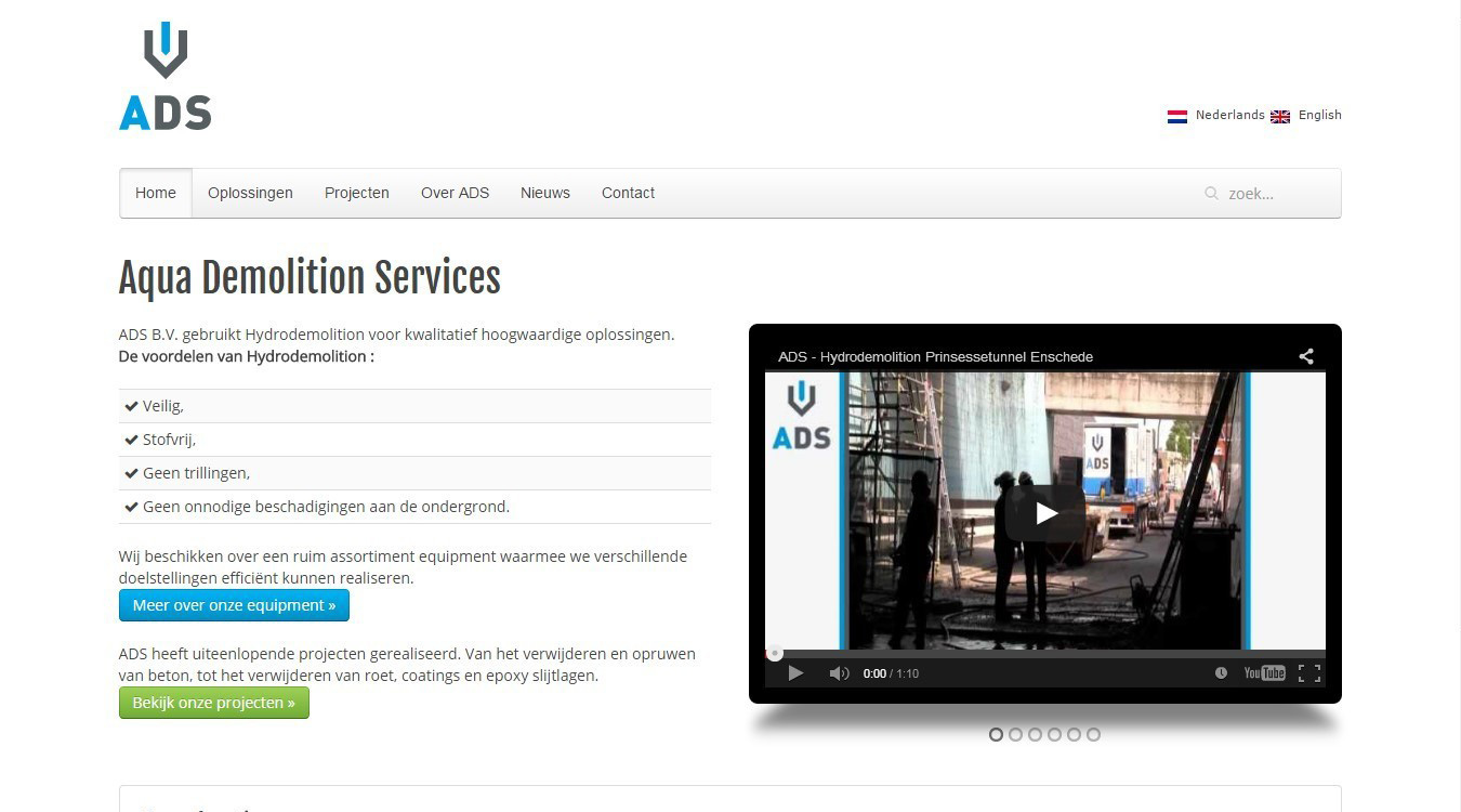 Oorspronkelijke meertalige website van ADS Beton uit het portfolio van WordPress Website Design