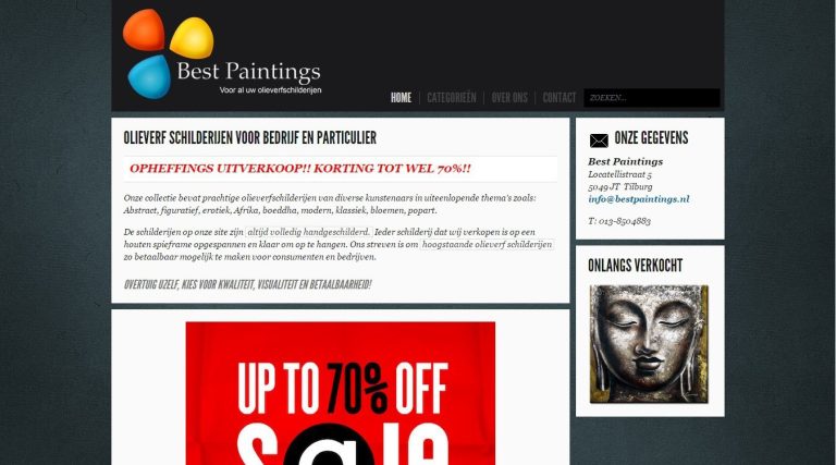 Oorspronkelijke webwinkel en presentatie van Best Paintings