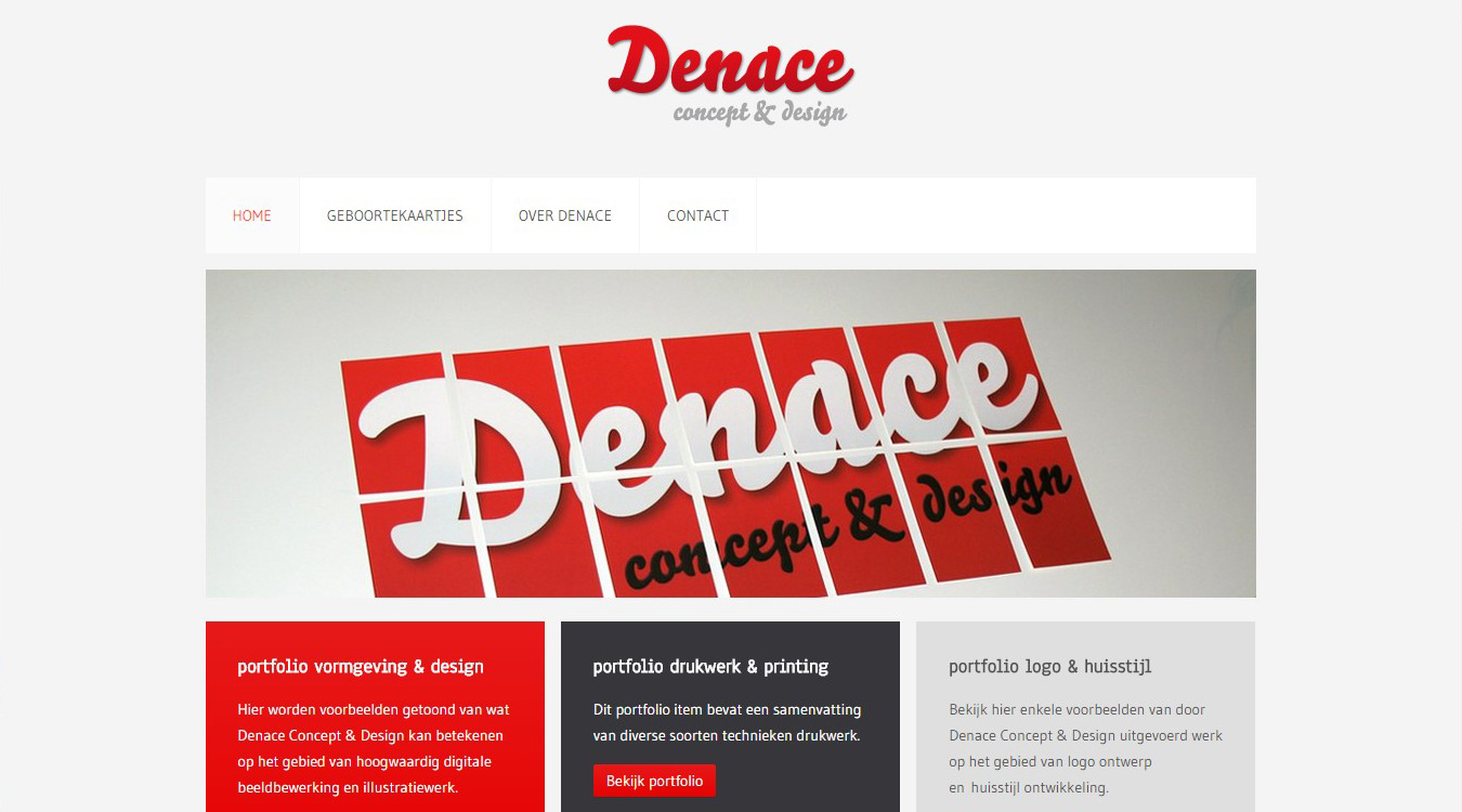Oorspronkelijke website van Denace Concept en Design in Uitgeest