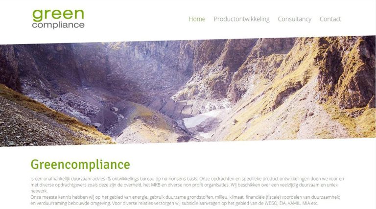 Oorspronkelijke website van Green Compliance in Beverwijk