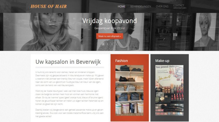 Oorspronkelijke website van House of Hair in Beverwijk