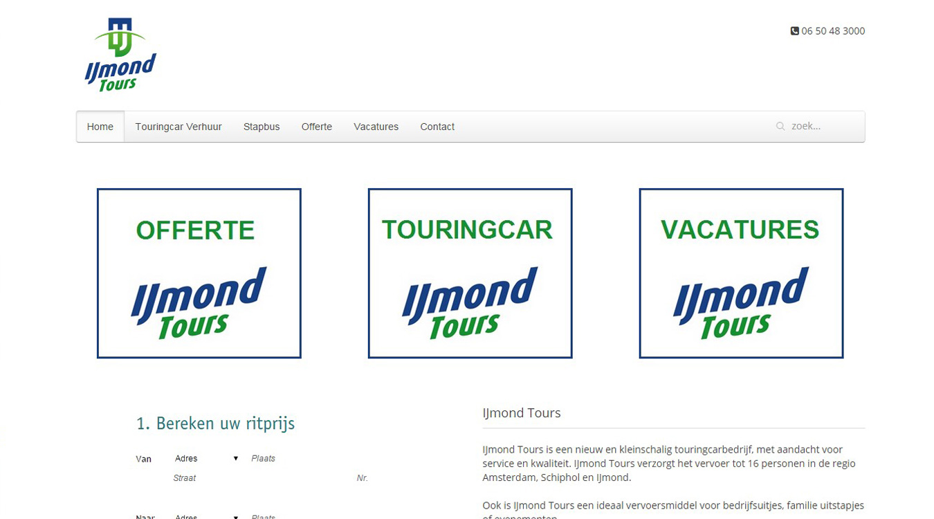 Oorspronkelijke WordPress website van IJmond Tours in Beverwijk