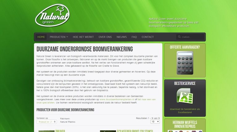 Oorspronkelijke Natural-Green webshop voor Natural Tree Systems