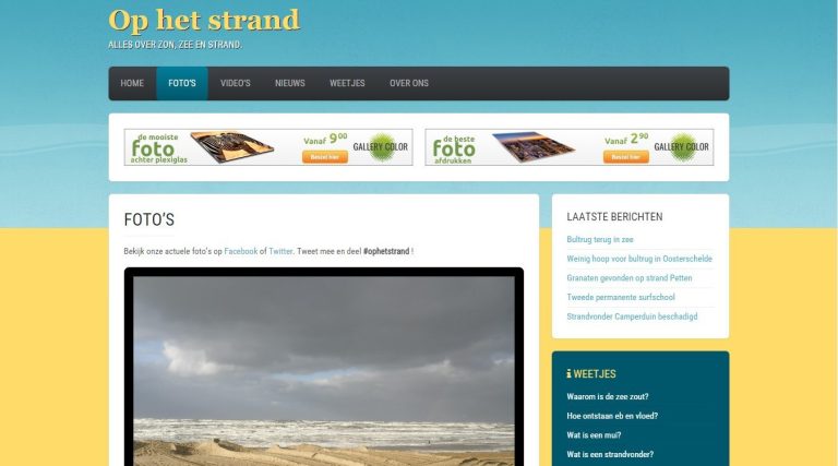 Oorspronkelijke WordPress website Op het strand